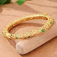 Bracelet-รุ่น-กำไลทอง-24k-ลายสวยมาก-ประดับหยก-และ-เพชร-งานพรีเมียม
