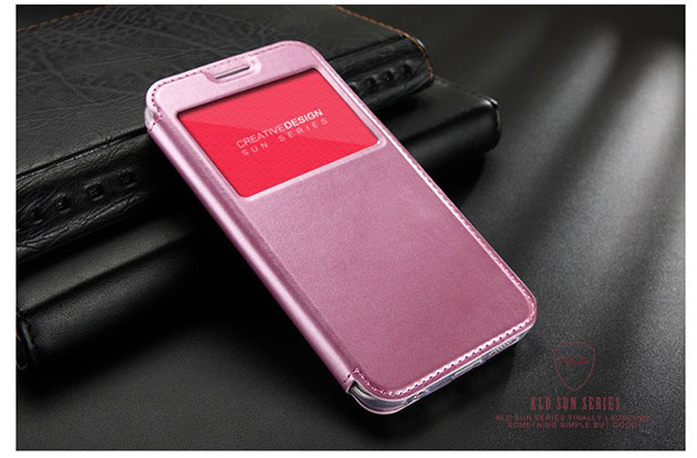 165035 เคส S7 Edge ฝาพับสีชมพู
