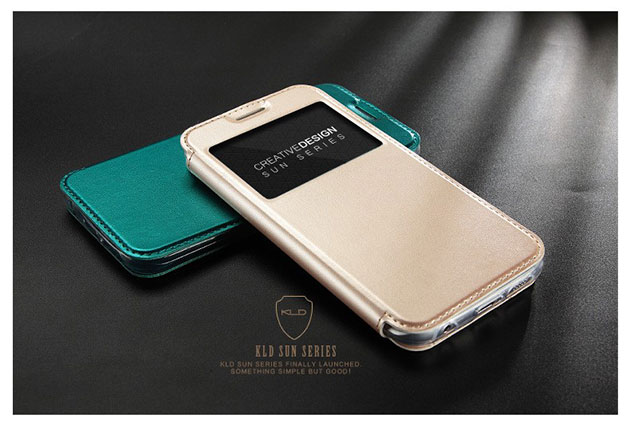 165036 เคส S7 Edge ฝาพับสีทอง
