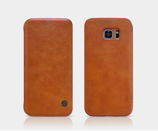 158042 เคส S7 Edge ฝาพับแท้ สีน้ำตาล
