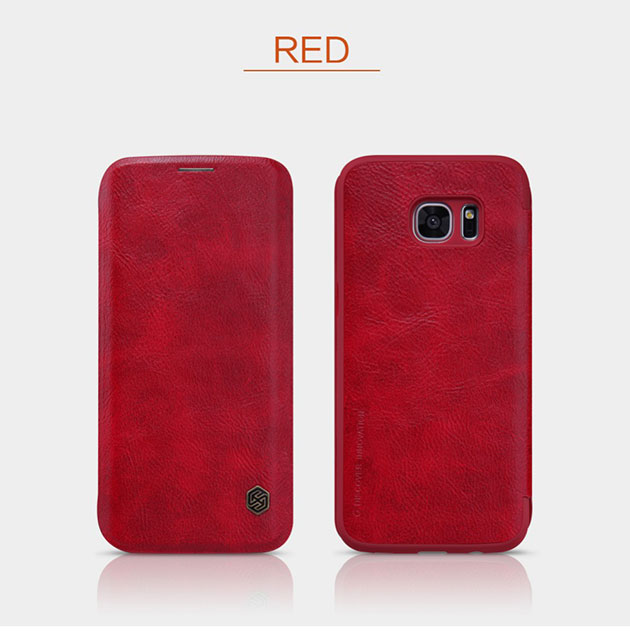 158041 เคส S7 Edge ฝาพับแท้ สีแดง

