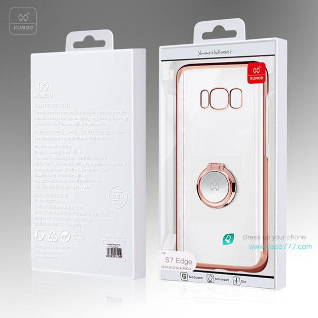 224042 เคส S7 Edge สีใสขอบสี Rose gold
