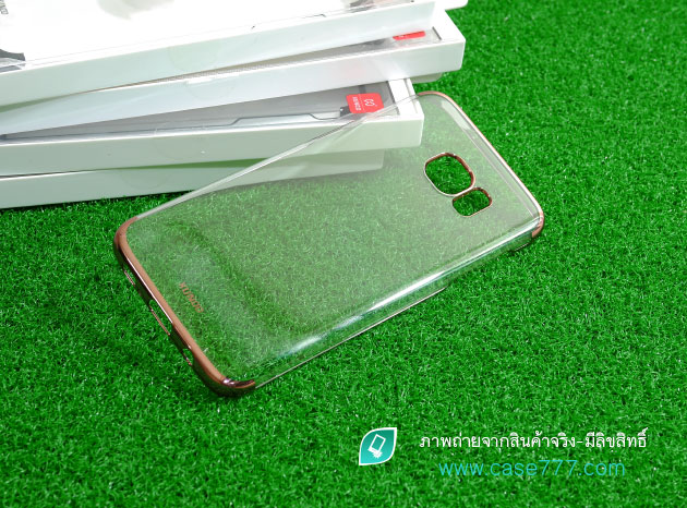 132036 เคส S7 Edge หลังใสทั้งชิ้น ขอบสี Rose gold
