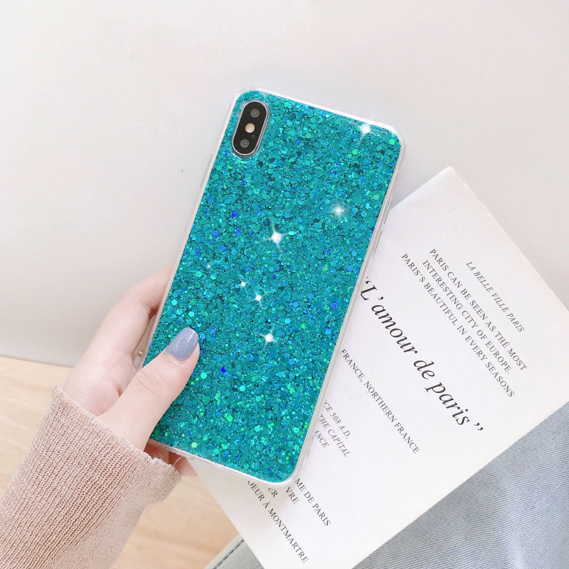 423032 เคส iPhone X สีฟ้าอมเขียว
