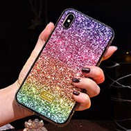 เคส-iPhone-XR-รุ่น-เคส-iPhone-XR-งานแฮนด์เมด-เคสเรนโบว์ประดับกากเพชรทั้งชิ้น
