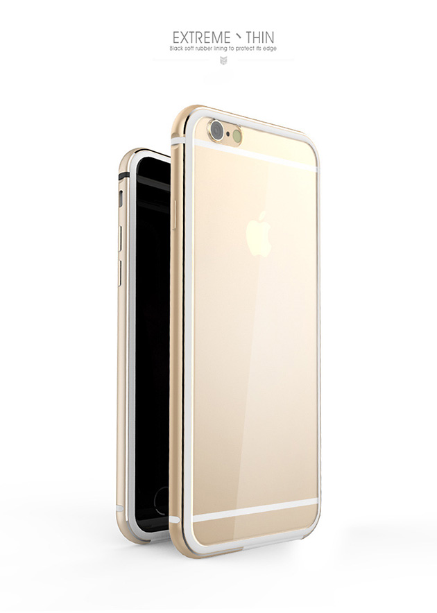 217043 - เคส iPhone 6/6s Plus บัมเปอร์ สีทอง ขอบขาว
