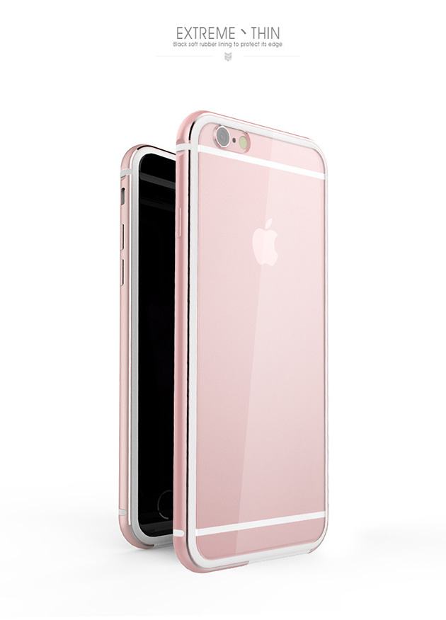 217044 - เคส iPhone 6/6s Plus บัมเปอร์ สี Rose gold  ขอบขาว
