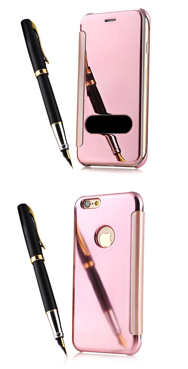 เคสฝาพับ iPhone 6/6s กึ่งเงา 132026 สี Pink Gold
