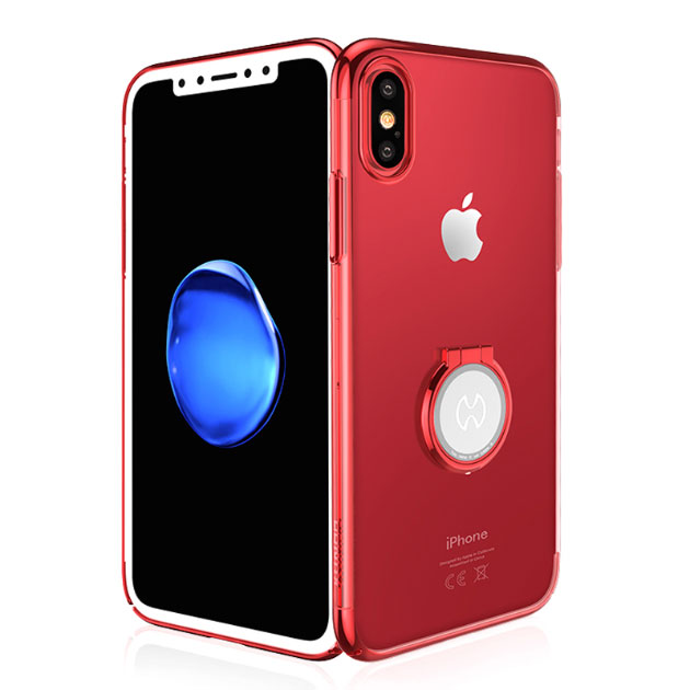 139064 เคส iPhone X หลังใสทั้งชิ้น ขอบสีแดง

