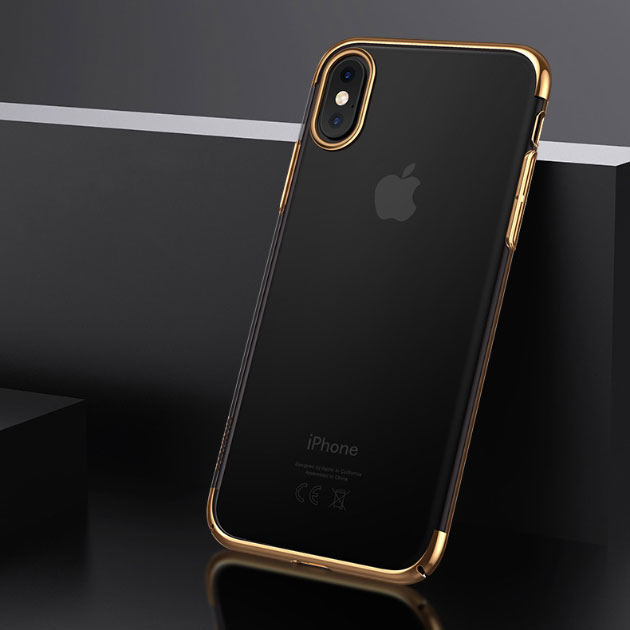 175058 เคสใส iPhone X ขอบสีทอง
