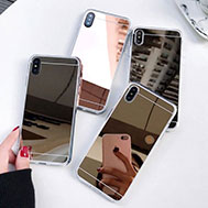 เคส-iPhone-XS-รุ่น-เคส-iPhone-XS-เคสเงาขอบใส-ด้านหลังเป็นกระจกนิรภัยได้ในตัว
