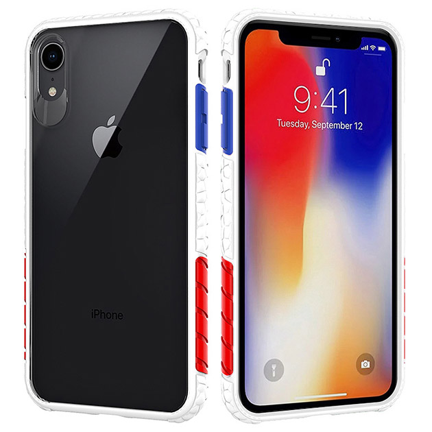 401081 รุ่น iPhone XS ขอบขาว แถบ น้ำเงิน-แดง
