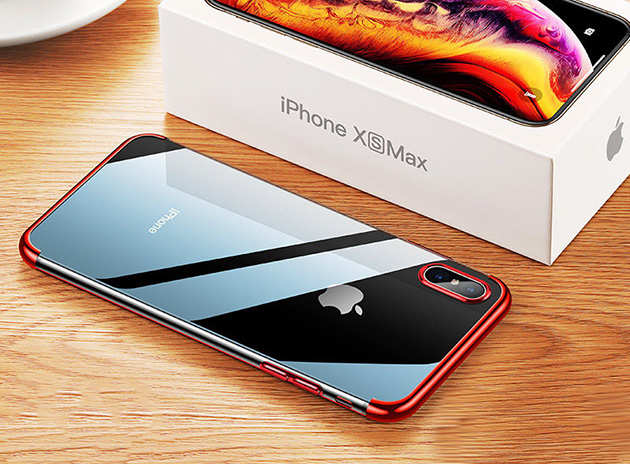 290049 เคสใส iPhone XS MAX ขอบสี แดง
