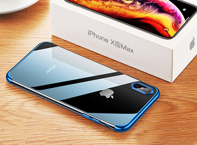 290050 เคสใส iPhone XS MAX ขอบสี น้ำเงิน
