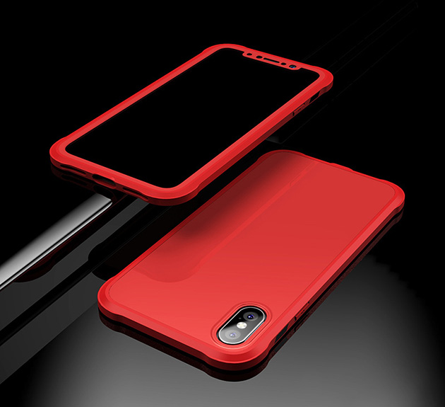 284033 เคส iPhone X สีแดงหลังแดง

