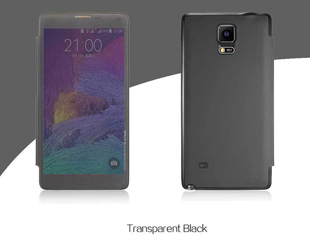 123001 ฝาพับ Note 4 กึ่งโปร่ง สัมผัสหน้าเคสได้
