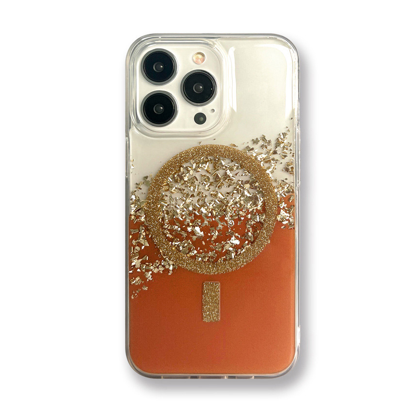 177089 เคส iPhone 15 ส้ม + ฟอยล์ทอง
