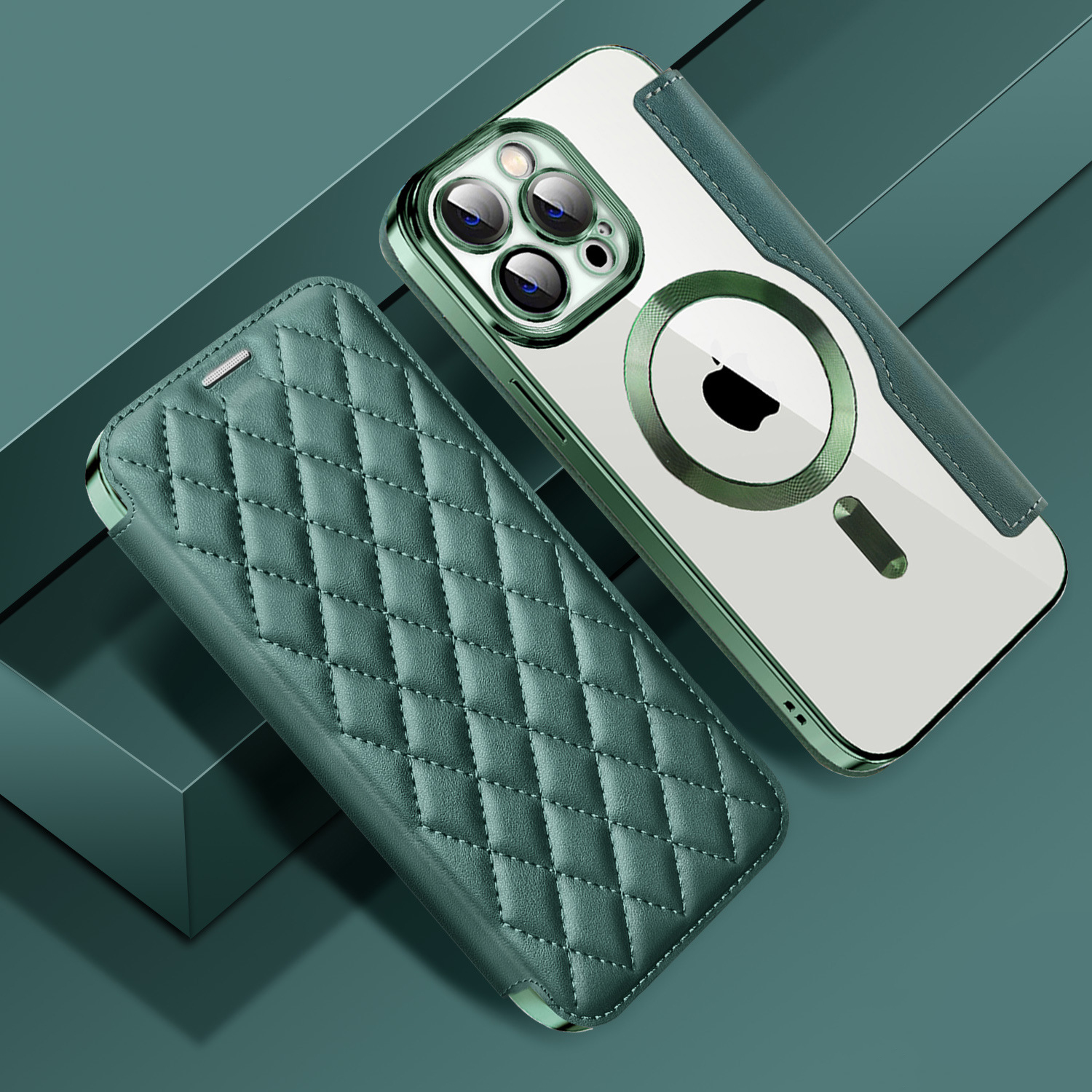 168078 เคสฝาพับ iPhone 14 Pro Max สีเขียว

