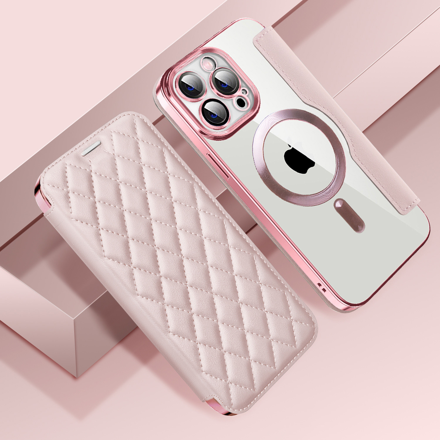 180030 เคสฝาพับ iPhone 13 Pro Max สีชมพู
