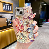 เคส-iPhone-15-Pro-Max-รุ่น-เคส-iPhone-15-Pro-Max-เคสดอกไม้-เคลือบกระจกคริสตัลใสสะท้อนแสง
